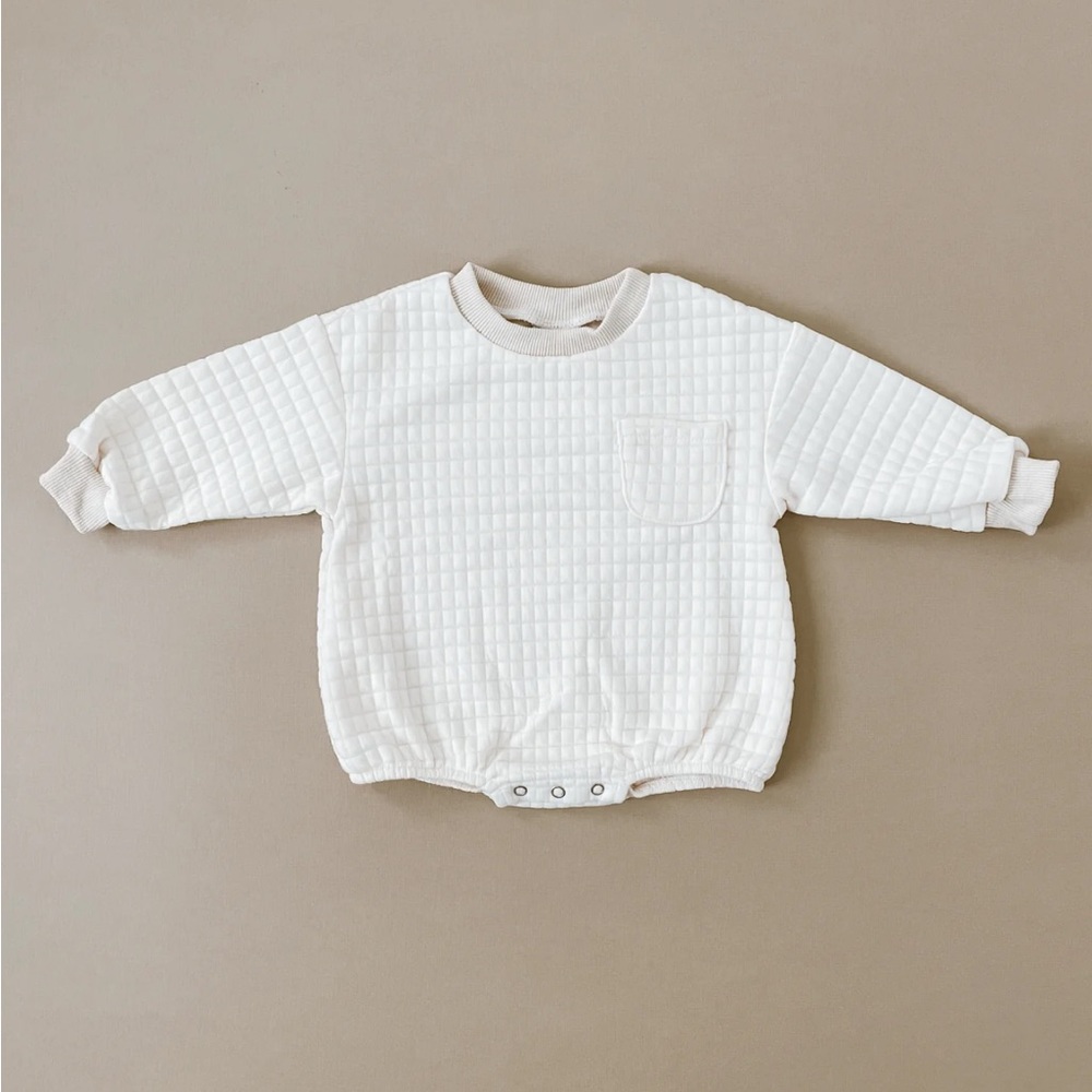 Orcas Lucille Quilted Sweatshirt Romper in Cloud NWOT